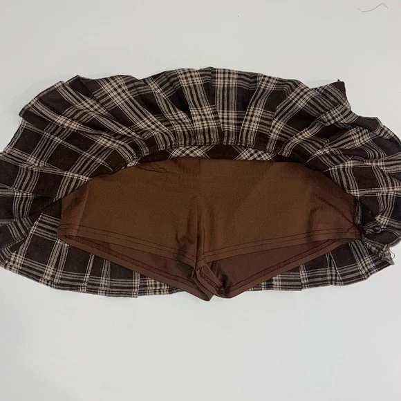 SHEIN Brown Plaid Mini Skirt - Picture 7 of 8